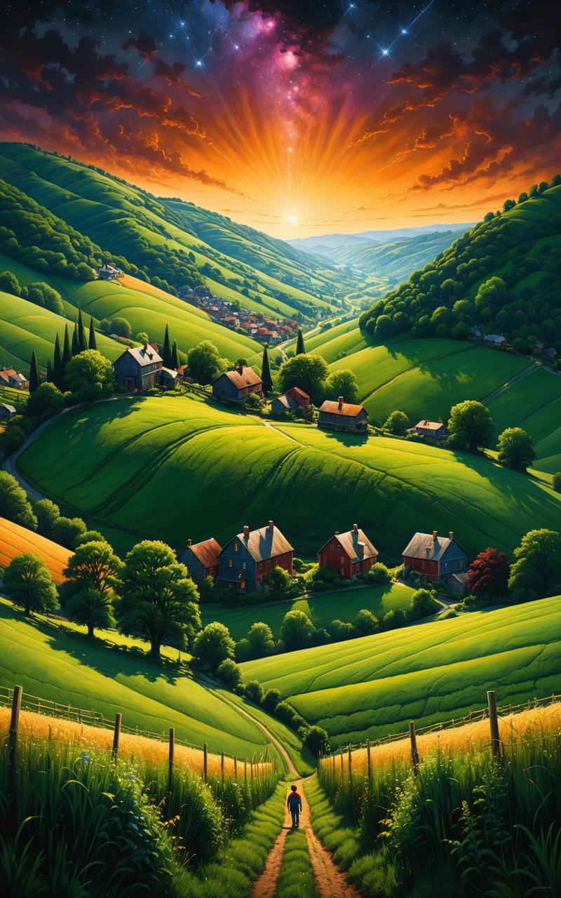 07598-4081628248-small town nestled between rolling green hills, 12 year old boy, centered, symmetry, painted, intricate, volumetric lighting, be.png